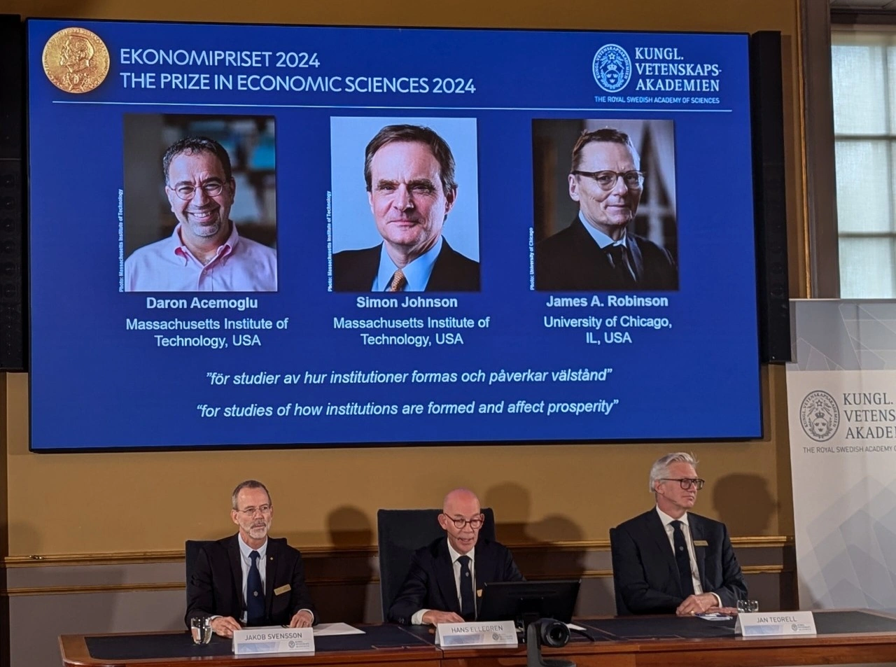 2024 Nobel Ekonomi Ödülü'nü Daron Acemoğlu, Simon Johnson ve James Robinson kazandı