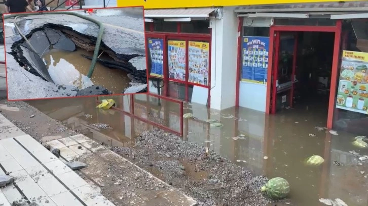 Bodrum'da su basan marketin çalışanlarını vatandaşlar kurtardı