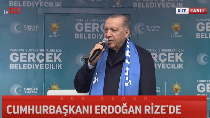 Cumhurbaşkanı Erdoğan baba ocağı Rize'de konuşuyor