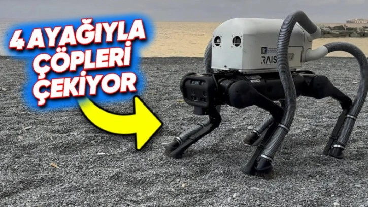 Dört Ayağına Yerleştirilen Süpürgelerle Pislikleri Toplayan Robot Köpek