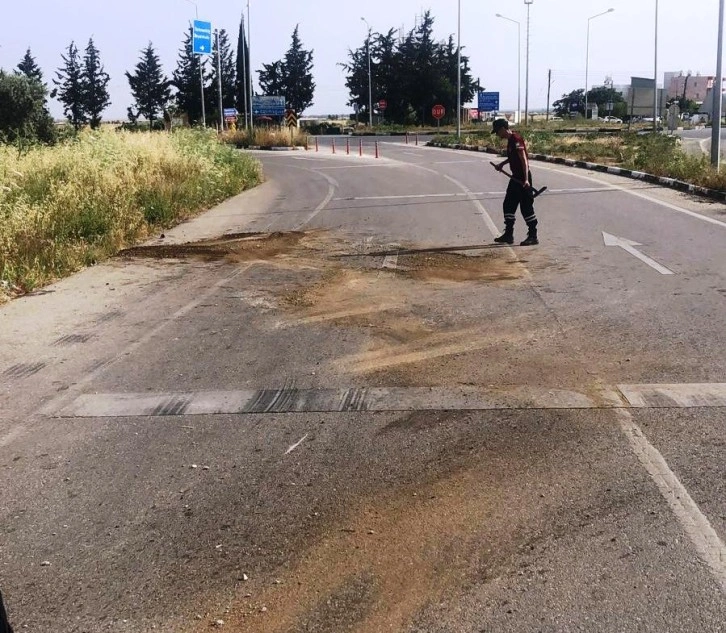 Geçitkale – Dörtyol anayoluna dökülen yağ nedeniyle uyarı