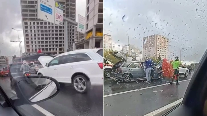 İstanbul'da sağanak yağış nedeniyle peş peşe trafik kazaları meydana geldi