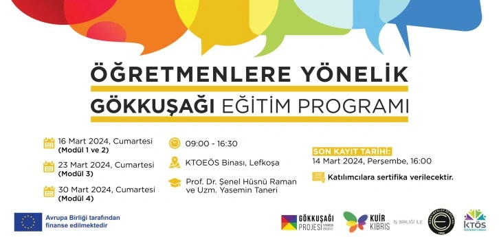 “Öğretmenlere Yönelik Gökkuşağı Eğitim Programı” adlı pilot eğitim serisi 16 Mart’ta başlıyor