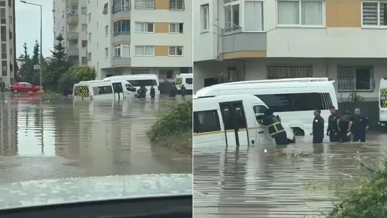 Serviste mahsur kalan öğrencileri itfaiye kurtardı