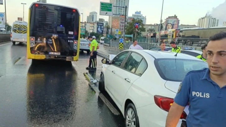 Şişli'de otomobil İETT otobüsüne çarptı: 3 yaralı