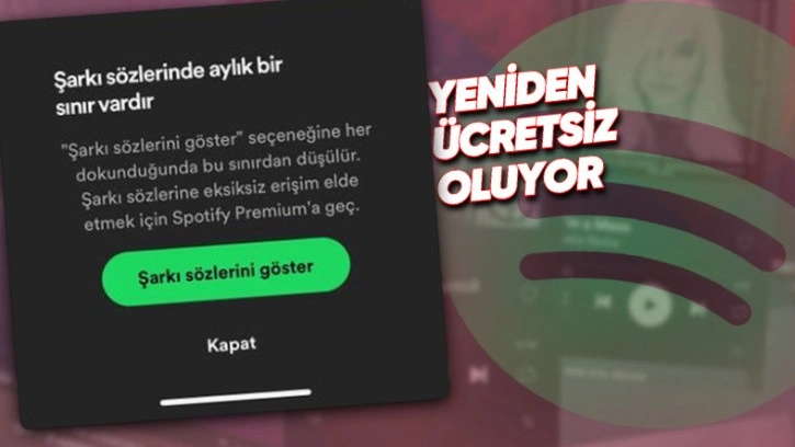 Spotify, Şarkı Sözlerini Ücretsiz Kullanıcılara Yeniden Sunmaya Başladı