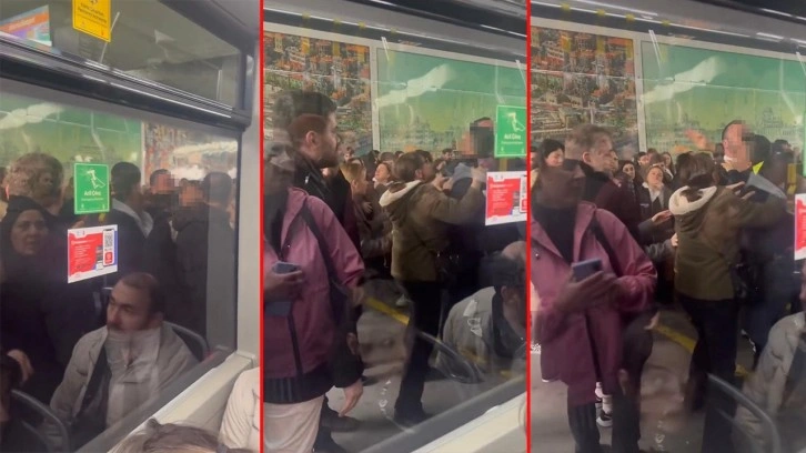 Zincirlikuyu metrobüs durağında ilginç kavga kamerada: 'Senin yüzünden binemedim'