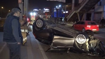 Avcılar'da takla atan otomobil önündeki araca çarptı: 1 yaralı