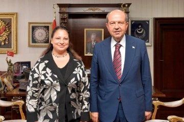 Cumhurbaşkanı Tatar, KKTC Berlin Temsilciliği görevine atanan Emine Andız Ertürk’ü kabul etti