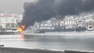 İzmir'de korkutan yangın. Lüks tekne alev alev yandı. Yaralılar var